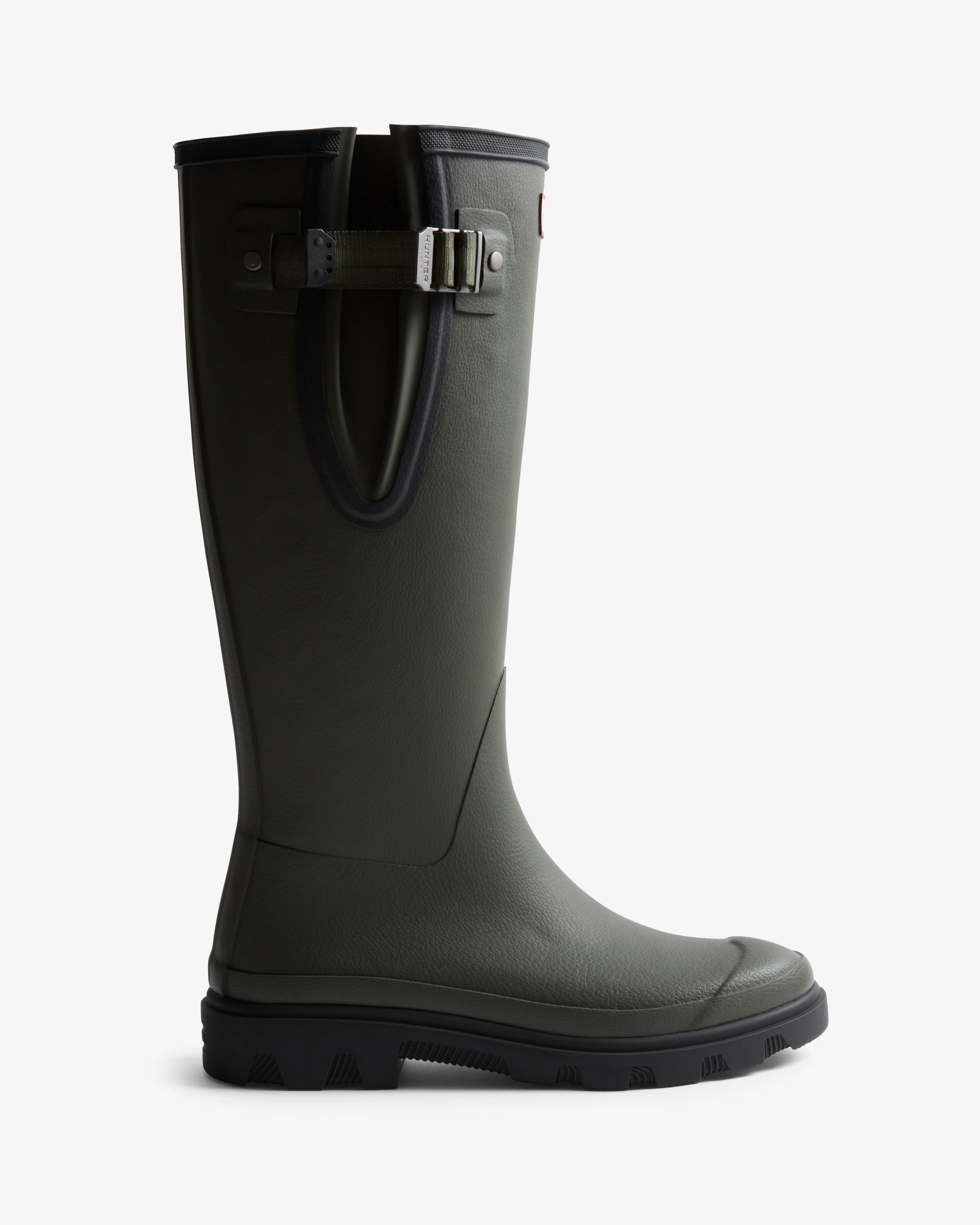 Unisex Downpour Tall Adjustable Boot Dark Olive Black - Image 3